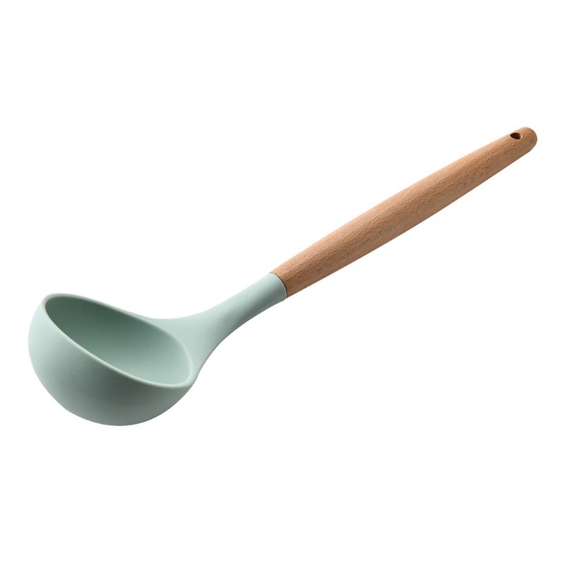 Non-toxic Silicone Kitchen Cooking Utensils Set Natural Wooden Handle Cooking Tools Turner Tongs Spatula Spoon for Nonstick Cook: 5