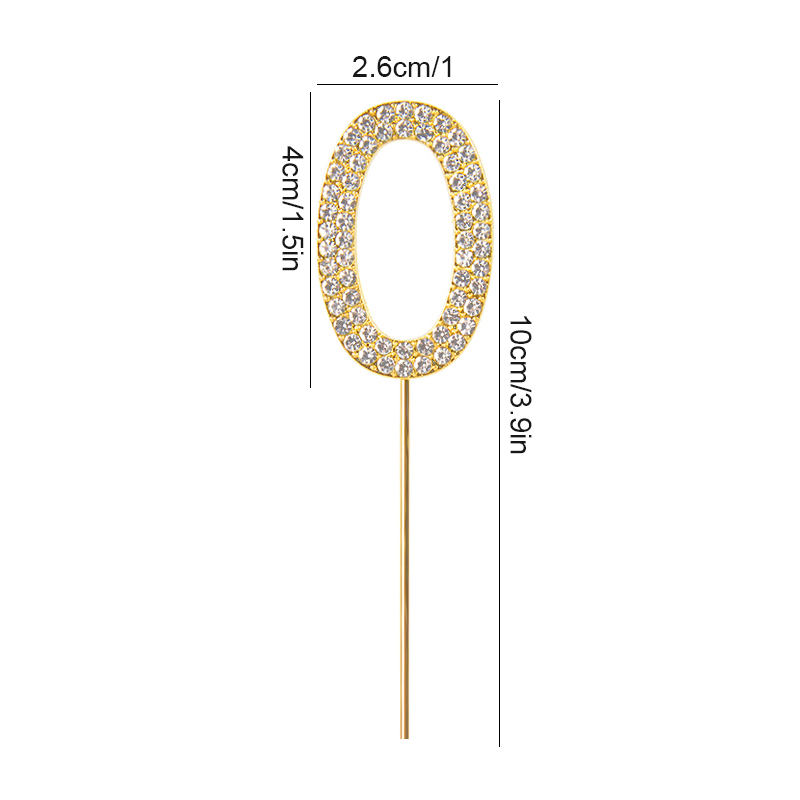 Glitter Alloy Rhinestone 0-9 Number Cake Toppers Gold Silver Digital Cupcake Topper Wedding Birthday Party Dessert Decorations