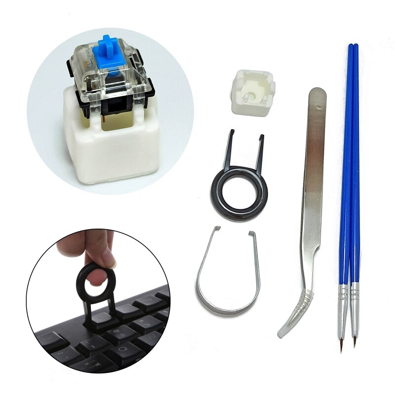 6 stück/packung schalteröffner-schmierstation diy-tastatur-tastenkappenabzieher für mechanische cherry-tastaturen
