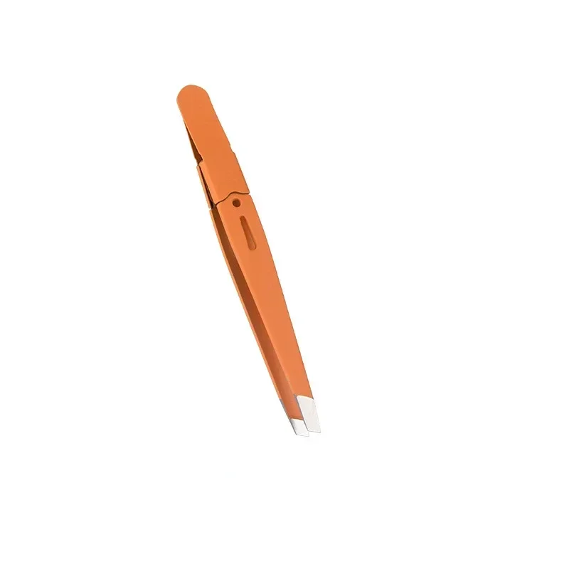 Eyebrow Tweezer Colorful Hair Beauty Fine Hairs Puller Stainless Steel Slanted Eye Brow Clips Removal Makeup Tools: Orange