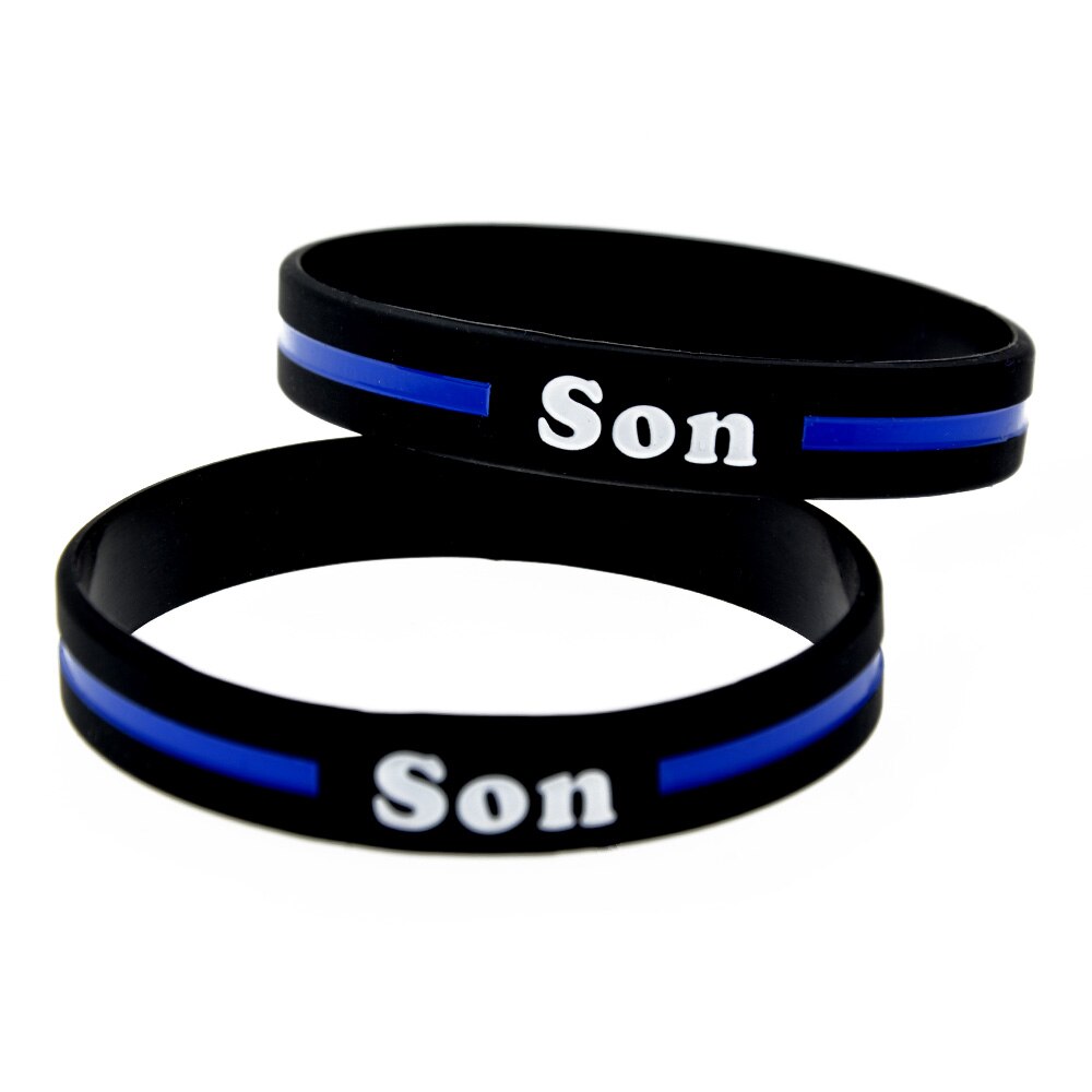 Pulseira de borracha de silicone son obh, 1 peça, linha azul, pulseira estampada e preenchida em cor