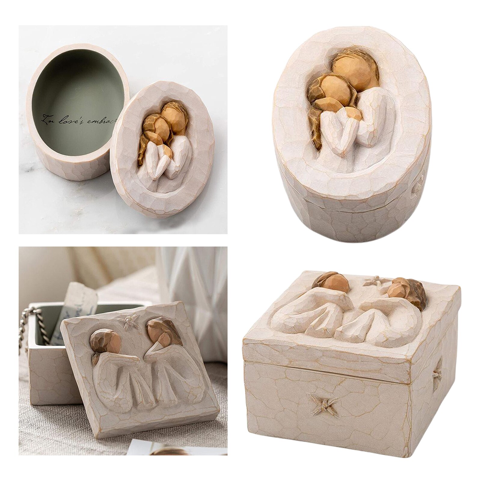 Beautiful Resin Sculpted Hand-Painted Keepsake Box Decorative Box for Jewelry,Keys,Notes,Change