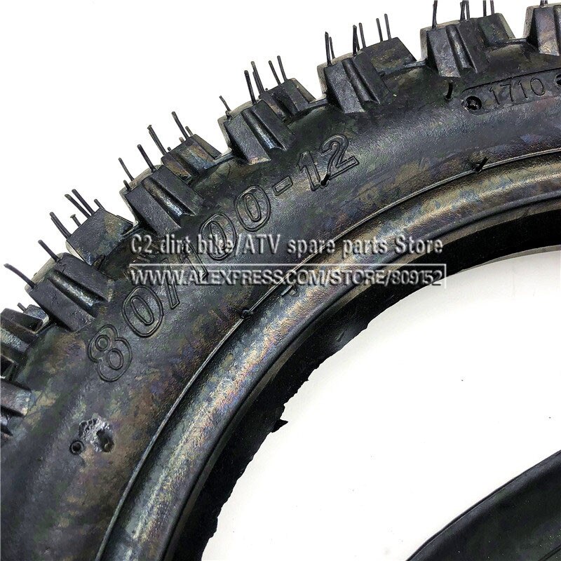 Pneu hors route 80/100-12 avec chambre à air 3.00-12 pour Dirt Pit Bike Motocross hors route moto 12 pouces roue arrière