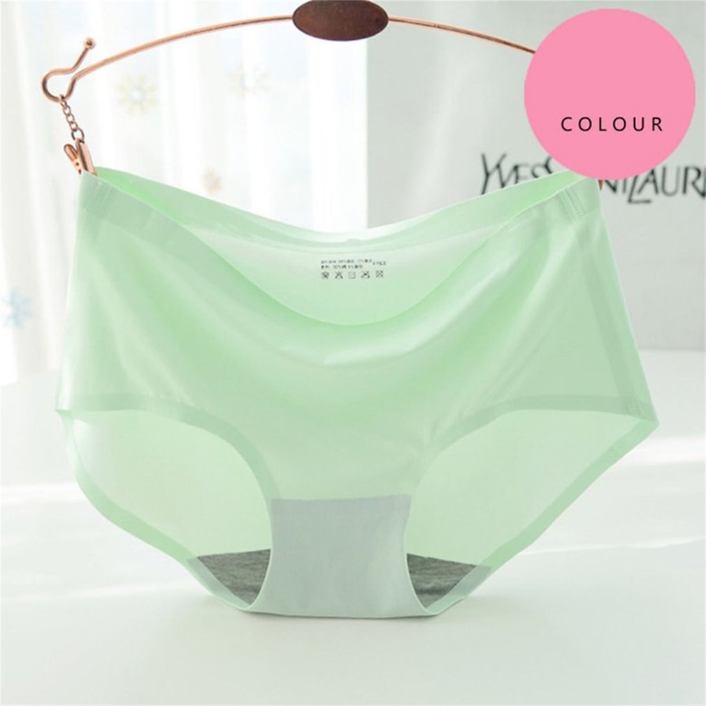 1 pcs Sexy Panties Mid Waist Solid Underwear Briefs Women Briefs Underpants Seamless Briefs Ice Silk Women Candy Color Panties: 8