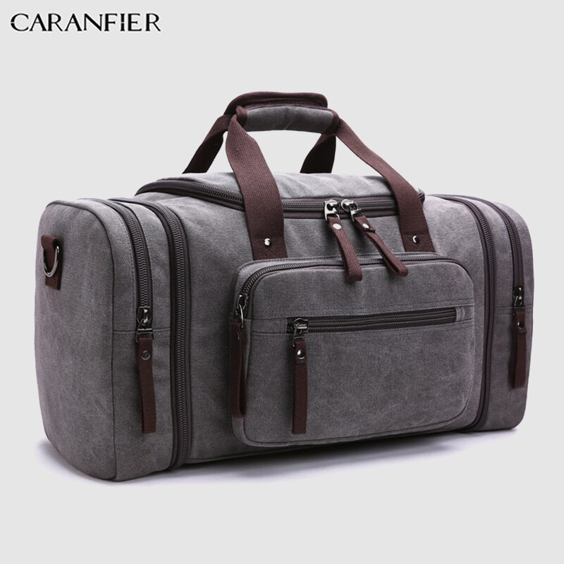 CARANFIER-Bolso de hombro de escalada para hombre, bolsa de lona, plegable, portátil, multifunción, para viaje al aire libre: Gray