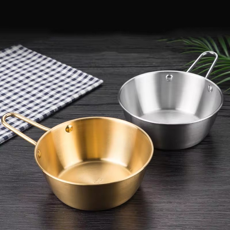 200-600ml Gold Plated Stainless Steel Soup Bowl Salad Noodle Rice Bowl Breakfast Tableware Dinnerware