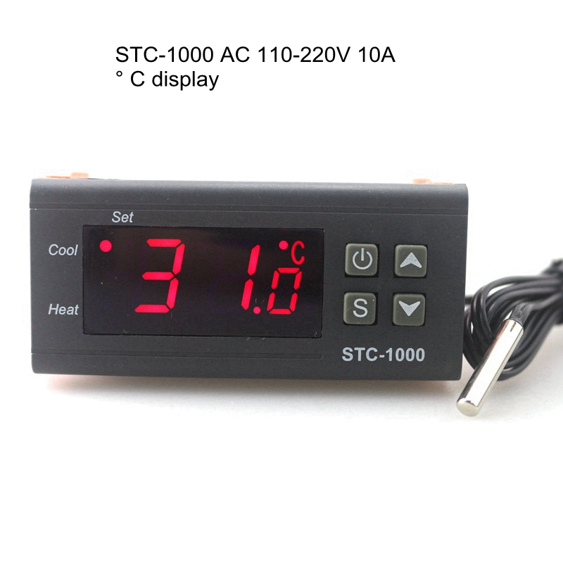 Digital LCD Temperature Controller Thermostat STC-1000 1m NTC Sensor Thermostat Regulator Heater Cooler Two Relay Output: 110-220V