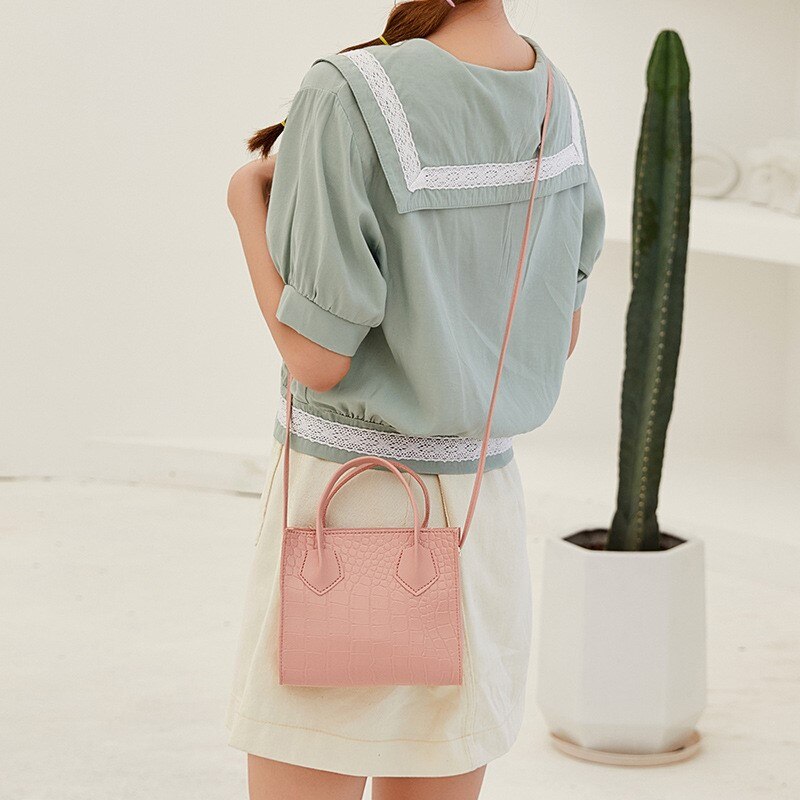 Krokodille crossbody håndvesker pu veske kvinner årgang klassisk fast skulderveske dame liten trend veske