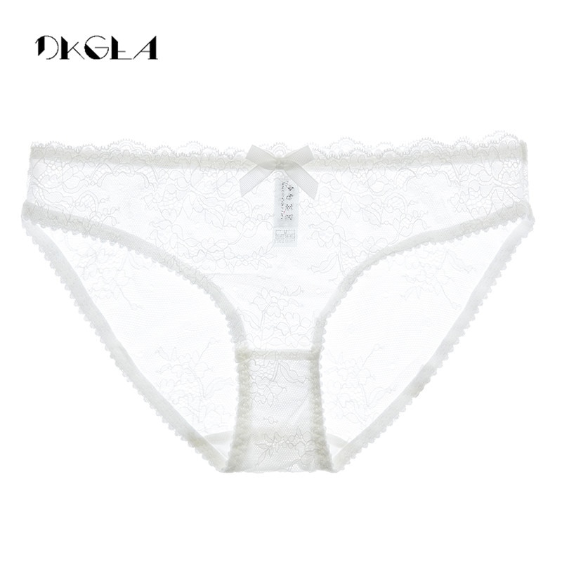 Pink Lace Panties Women Transparent Underwear Black Sexy Soft Briefs Low-Rise White Floral Embroidery Panties Plus Size XL L