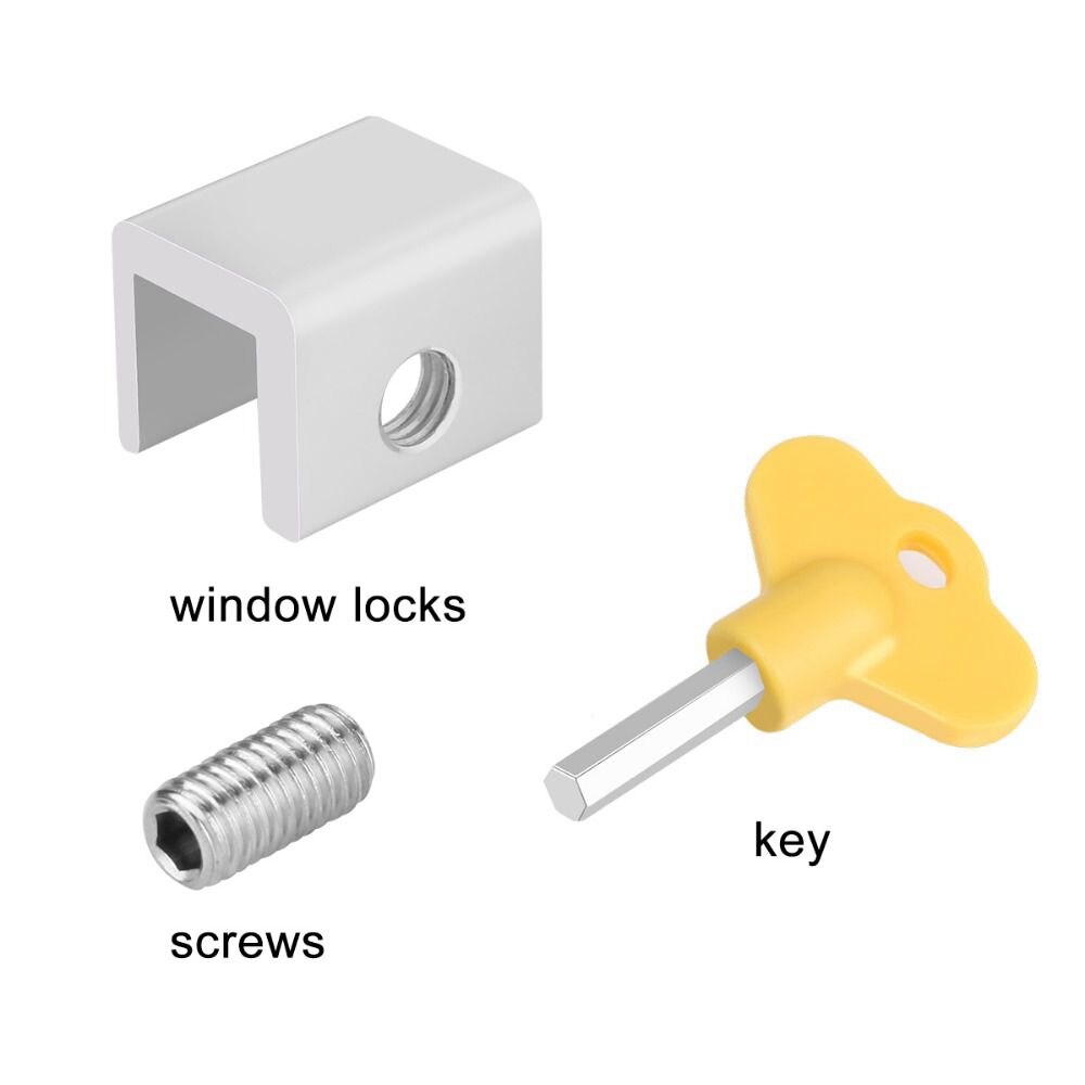 4 sæt justerbare skydevinduer låser stopper aluminium + plast dørkarm sikkerhedslås med nøgler hjemmekontor sikkerhed vindueslås