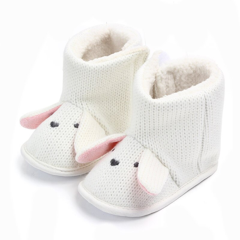 Botas de lana tejidas para bebé de 0 a 1 años, zapatos para niño pequeño invierno cálido, botas de algodón altas para interior, para mantener el calor, para nieve: Blanco / 11.5cm