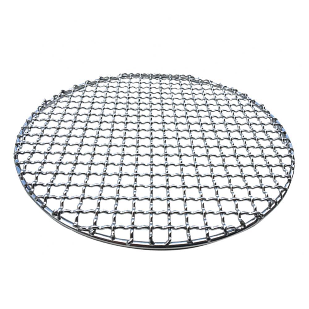 Sartén redonda de acero inoxidable para barbacoa, parrilla de malla asada antiadherente, 1 unidad