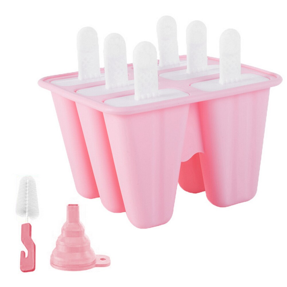 6 Cells Ice Cube Molds Reusable Popsicle Maker DIY Ice Cream Tools Kitchen Lolly Mould Tray Lolly Mould Popsicle MakerBar Tools: Pink