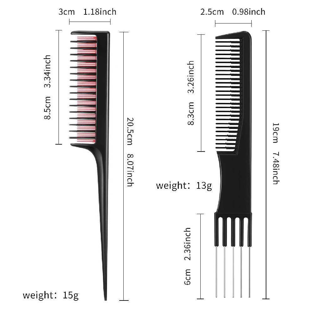 Professionele opgestoken styling staartkammen en gladmakende borstel 4-delige set vingergolven en backcombing-gereedschappen 5-polige volumegevende hefkam
