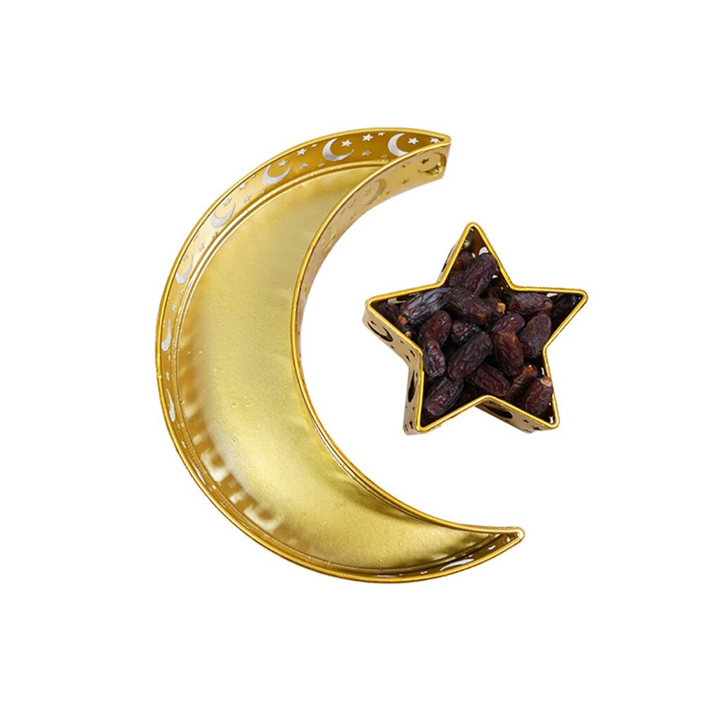 Edelstahl Nachtisch Platte Schmiedeeisen Fach Feier Ornament Mond Stern Heimat Dekoration Muslimischen Ramadan Handwerk Vergeben