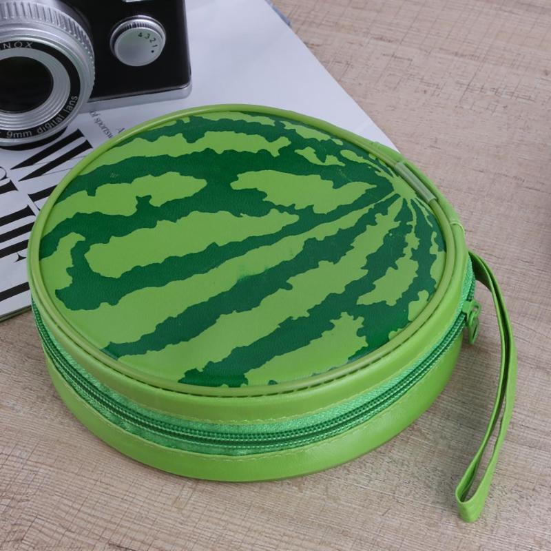 24Pcs Cd Case Draagbare Watermeloen Patroon Disc Capaciteit Dvd Cd Opslag Houder Carry Organizer Mouwen Wallet Cover Bag Box