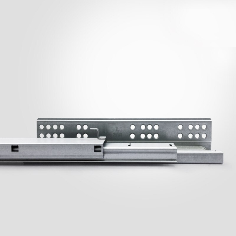Three-section hidden rail drawer bottom rail damping buffer thickened silent track hidden bottom runway