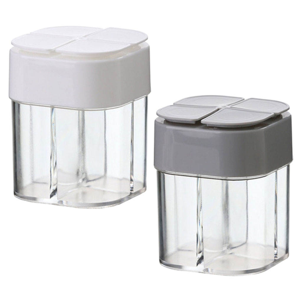Outdoor Spice Box Storage Transparent Four Compartments Portable Spice Shaker for Barbecue