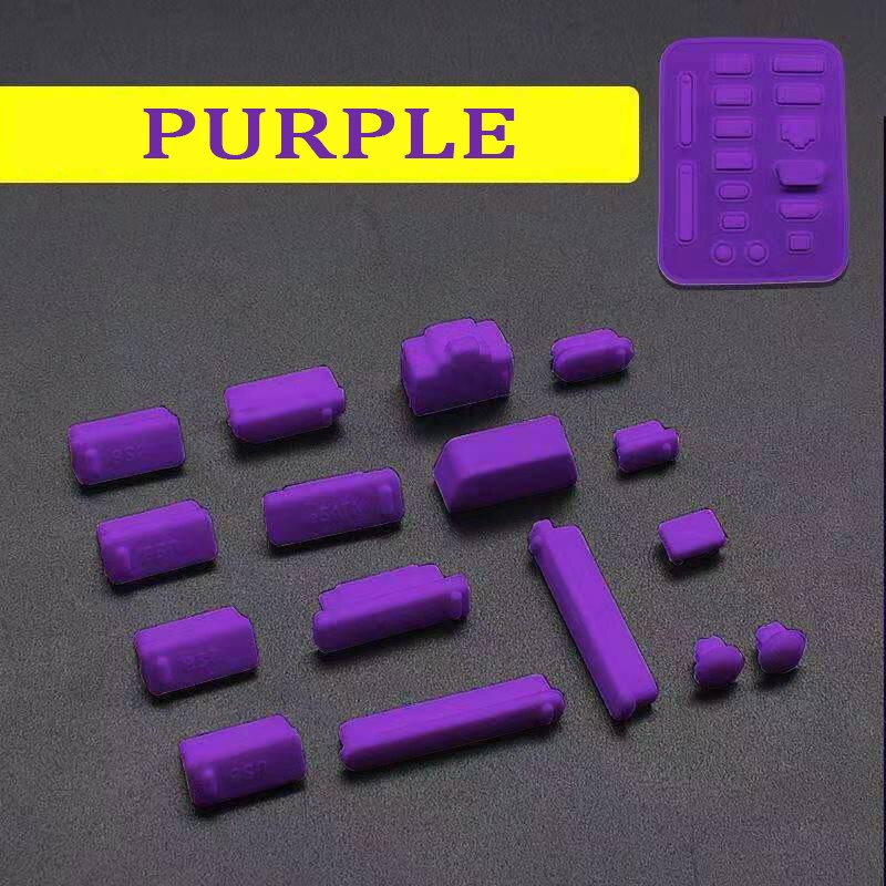 16Pcs Poort Pluggen Stof Stekkers Voor Laptops Beschermen Ultrabook Poorten Van Vuil Stof Siliconen Stofdicht Anti Dust Plug Cover stopper: purple