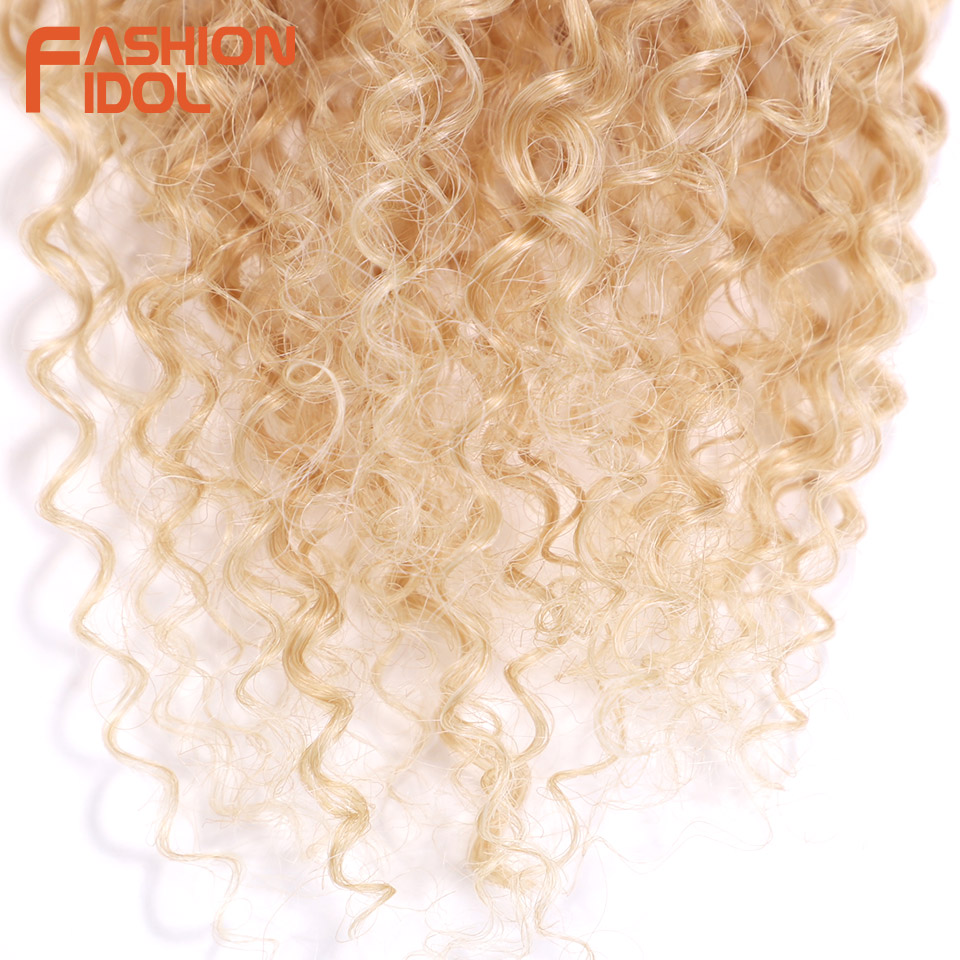 IDOL Afro Kinky Curly Hiukset Synteettinen Hiustenpidennys Ombre Blonde 20-24 Tuumaa 320g