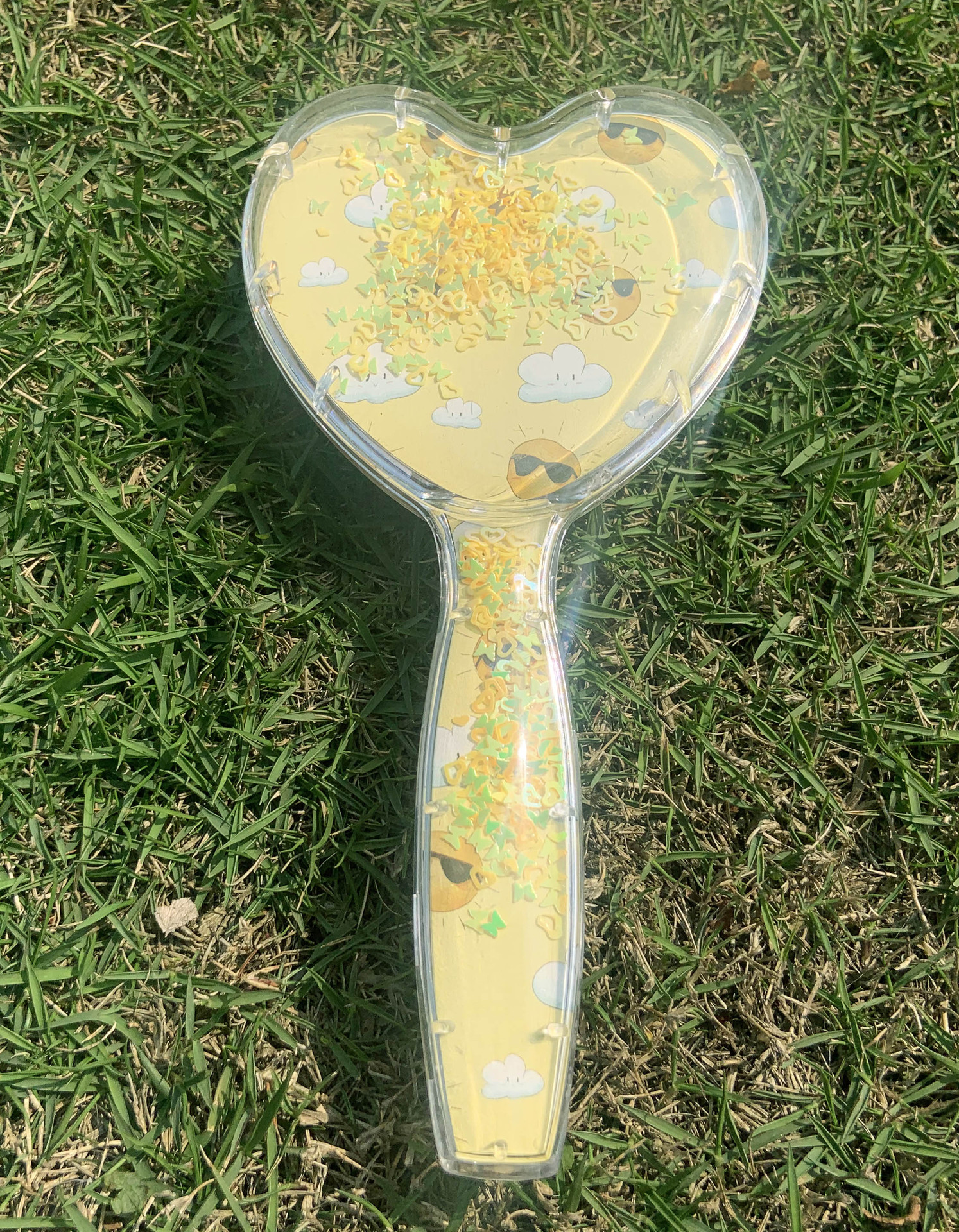 Cute Heart Hairdressing Comb for Kids Anti-knot Massage Hair Comb for Children Girls Cartoon Unicorn Flowing Stars Hair Comb: yellow heart