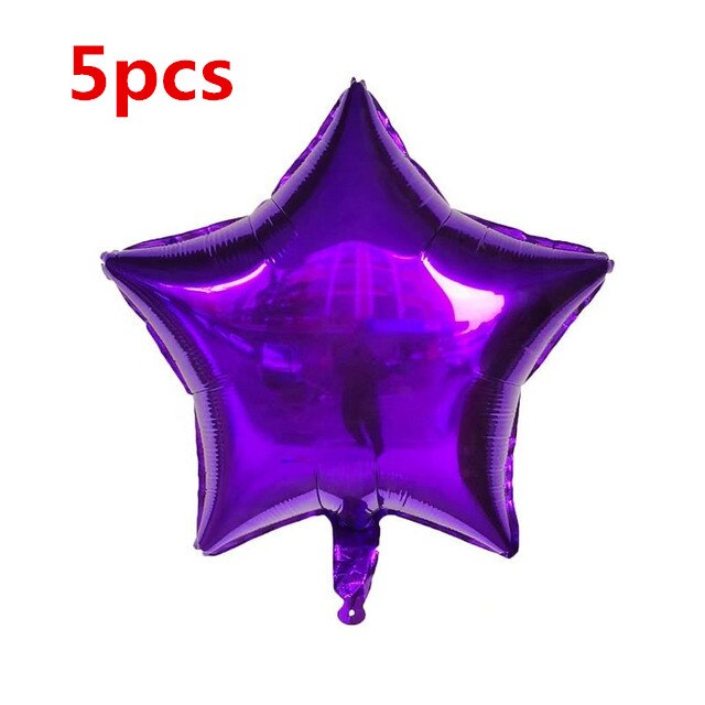 5pcs 18inch Round Eid Mubarak Foil Balloons Mubarak Decorations Star Moon Helium balloon Ramadan Kareem Eid Al-Fitr Supplies: Purple 