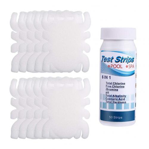 10Pcs Swimming Pool White Floating Spa Sponge Spider Oil Absorbing Float Sponge Tub Skimmer Scum Absorber with 50 Test Paper: Default Title