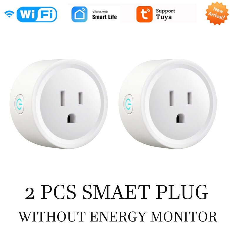 US Plug 10A WiFi Smart Socket Power Plug Outlet Remote Control Energy Monitor Works With Amazmart Home And Alexa/Google: 2 Pieces 02