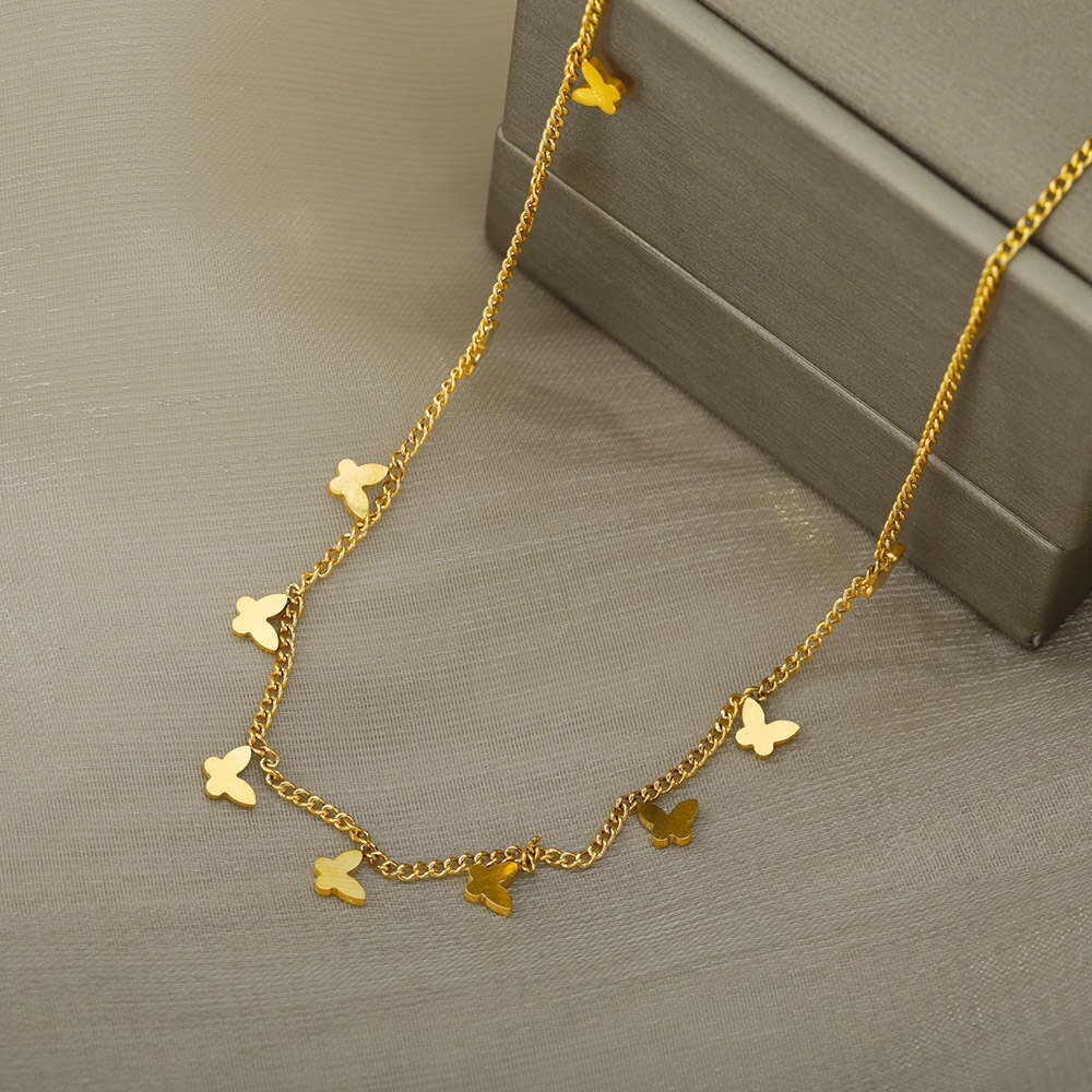 Vintage schmetterlingsanhänger-halskette für damen, winzige schmetterlings-charm-choker-halsketten, boho-schmuck, weihnachts-großhandel