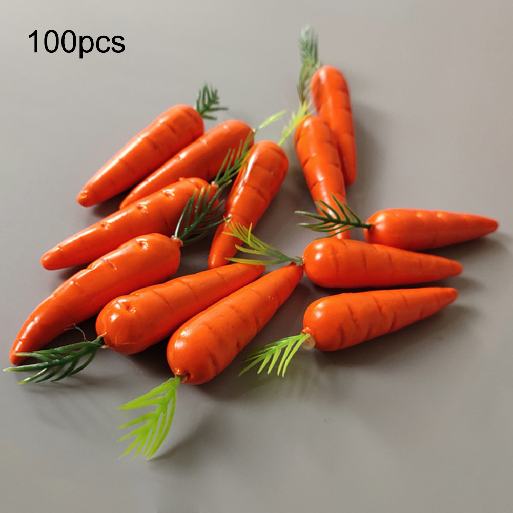 100pcs Artificial Carrots Artificial Easter Foam Carrots Simulation Vegetables Party Decor Artificial Decorations