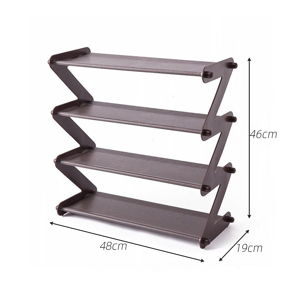 5 Layers Stackable Shoe Hanger Assembly Integrated Large Capacity Shoes Storage Rack Space Saving Safety Shoe Stand Organizer: coffee 48x46cm