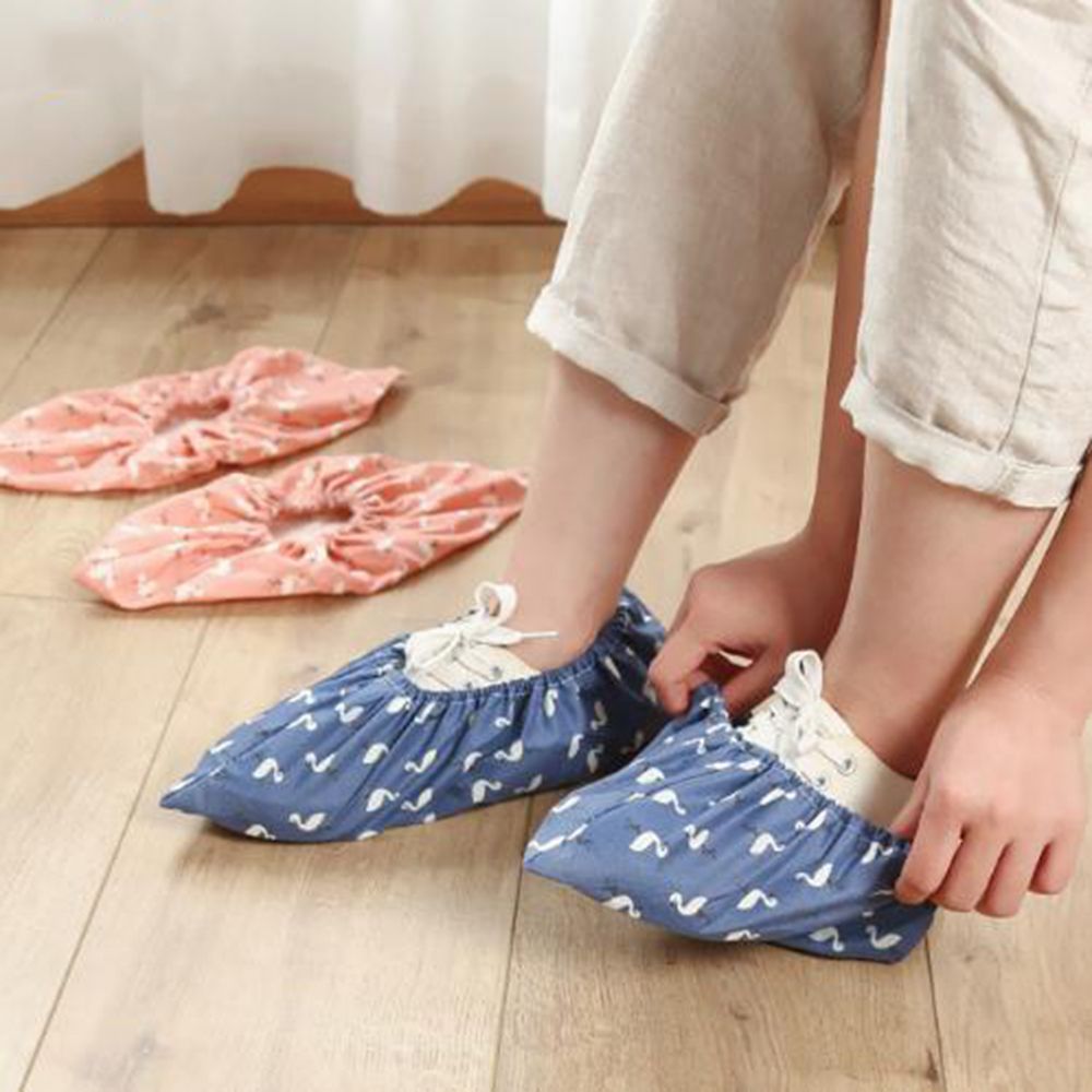 1 paire épaissir réutilisable élastique chaussure couverture maison intérieur antidérapant surchaussures étudiant Machine chambre flamant anti-poussière pieds couvre