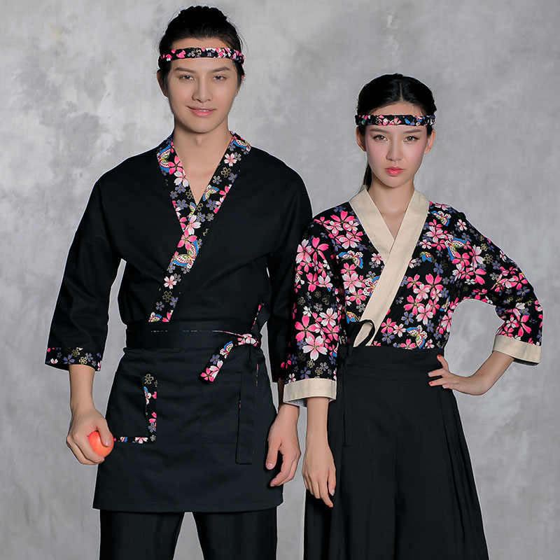 Cherry blossoms Japanese cuisine Men Sushi chef uniform Woman Restaurant work clothes
