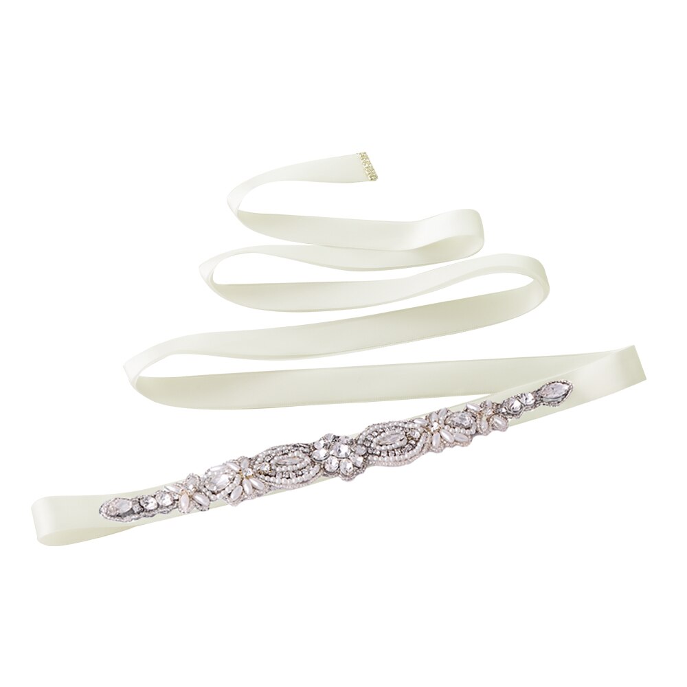 ZMS43 Rhinestone Belt Wedding Belt Evening Dress Belt Bridal Belt Bridesmaid Sash Sparkly Belt Belt for Evening Party Prom Gown: off-white