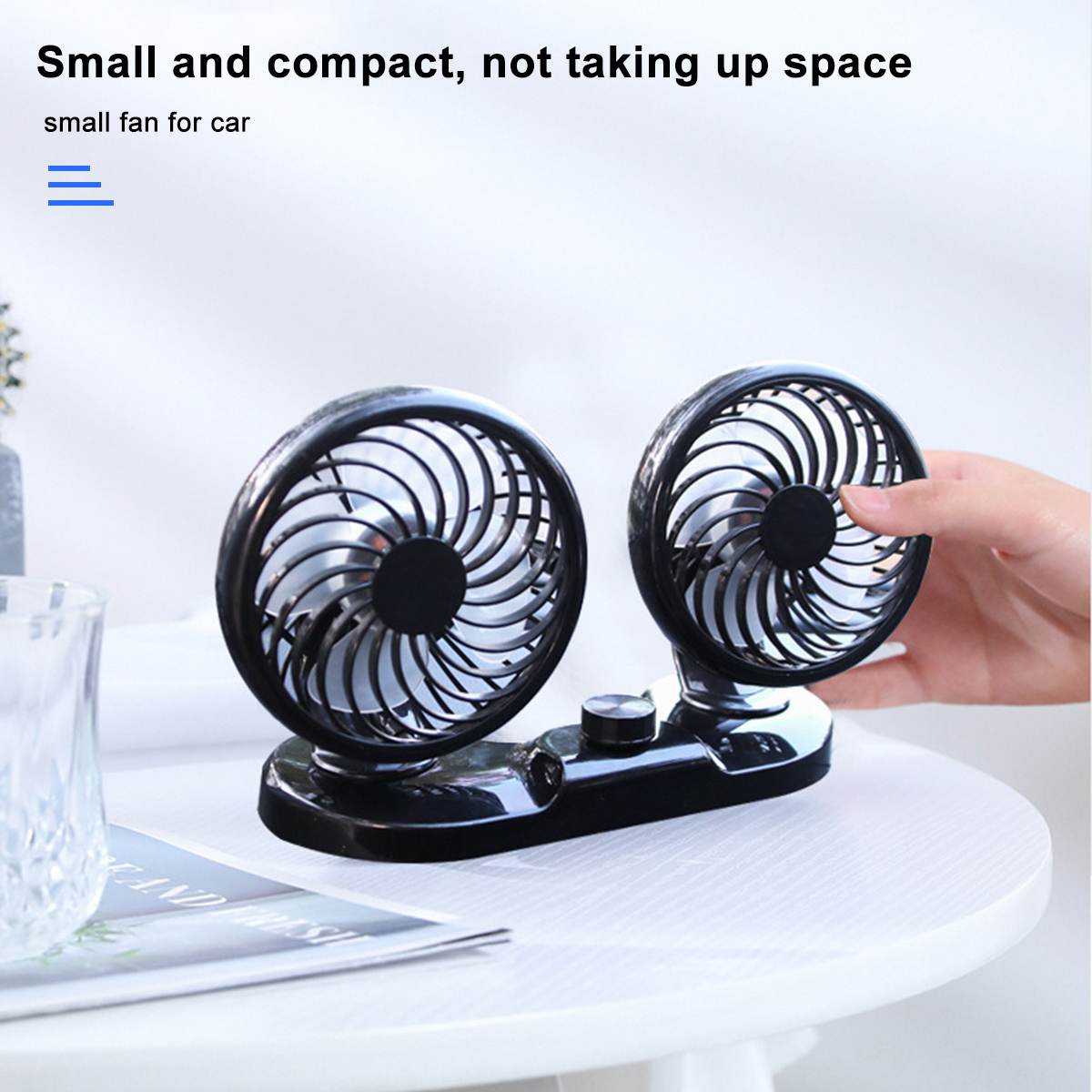 Electric Car Fan With Bracket 12V Electric Car Fan With 360 Degree Rotatable 2 Gear Low Noise Double-headed Cooling Fan