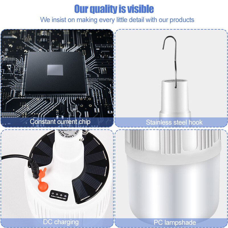 100W Camping Laterne Solar-LED Camping Licht Mini Tragbare Laterne Zelt Camping Lampe DC/Solar Wiederaufladbare Notfall Licht