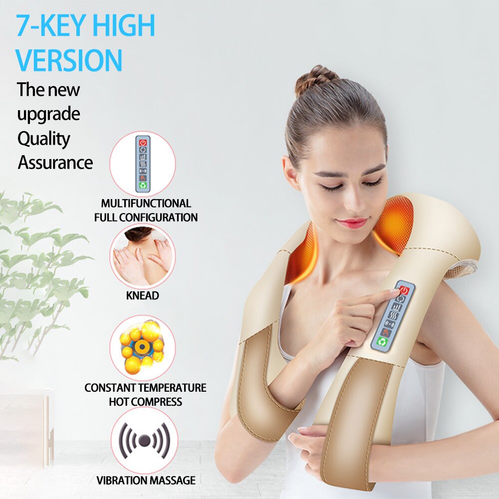 Electrical Massage Shiatsu Back Shoulder Body Neck Massager Multifunctional Shawl Infrared Heated Kneading Car Home Massager