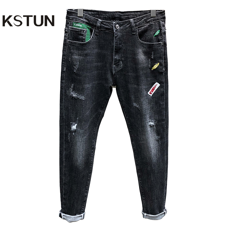 Ripped Jeans voor Mannen Skinny Jeans Mannen Stretch Verontruste Kleurrijk Patch Jeans Mannen pantalon Jean