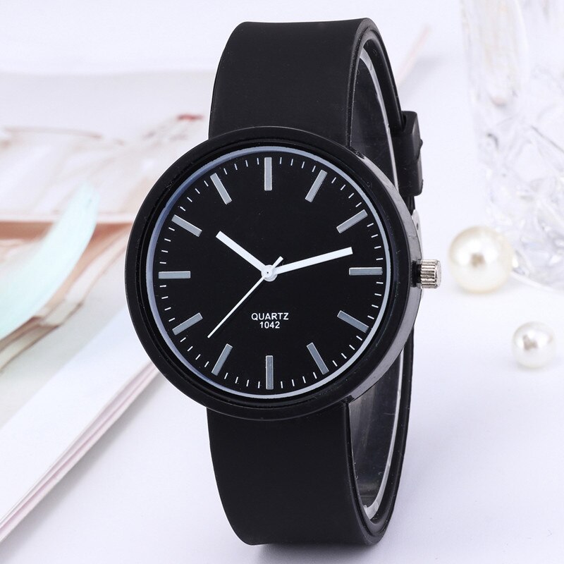 Ins Trend Candy Color Wrist Watch Women's Watches Korean Silicone Jelly Watch Reloj Mujer Clock for Women: Black