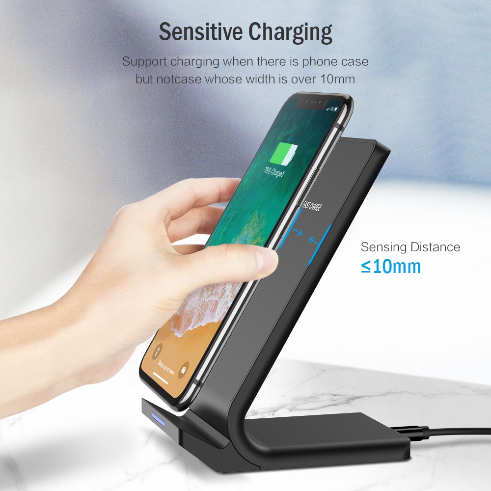 FDGAO 10W QI chargeur sans fil Charge rapide support Dock Charge rapide pour iPhone XS Max XR 8X11 Pro Airpods Samsung S10 S9 S8 S7