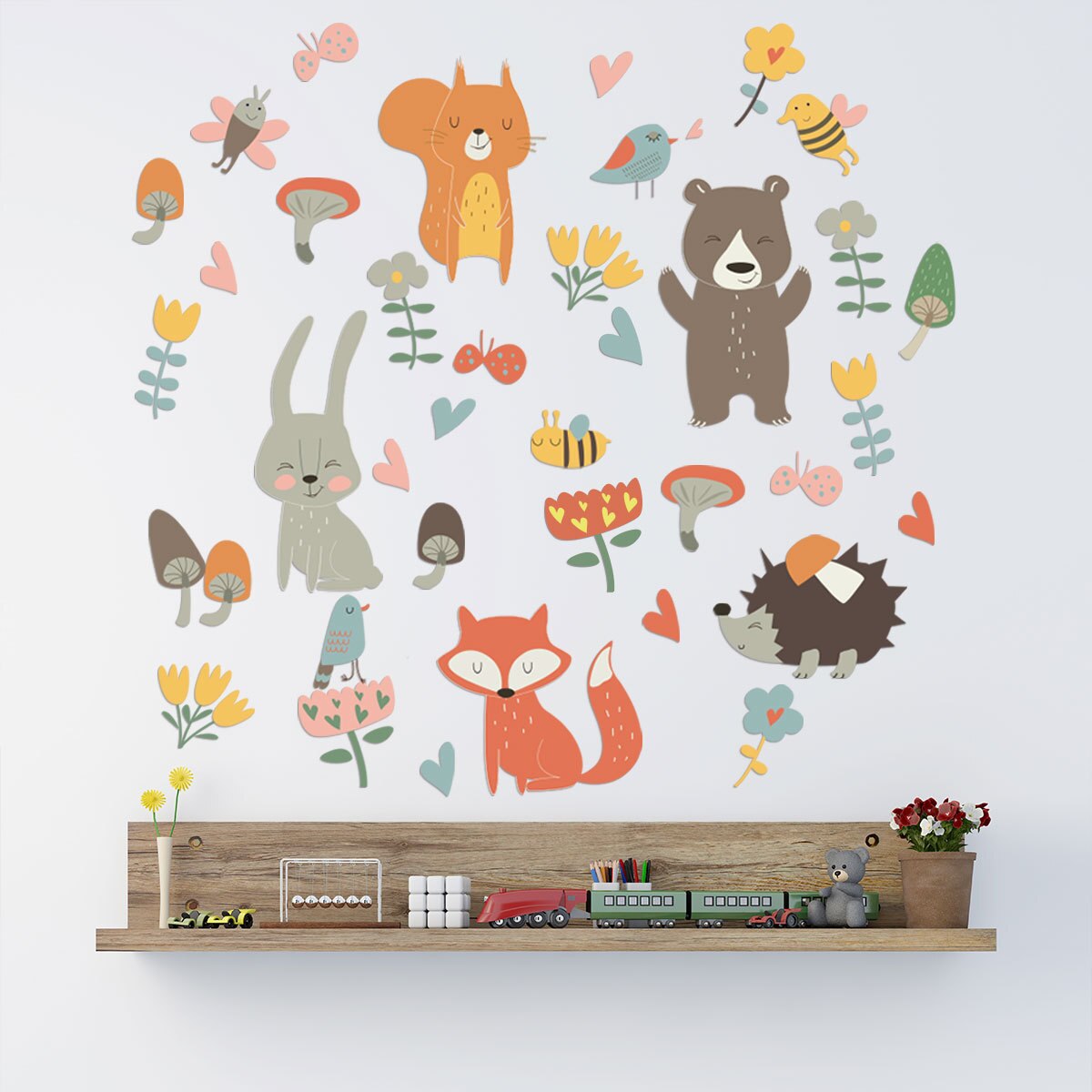 Animal Party Forest Kids Room Wall Stickers Removable Nursery Decor Kindergarten Art Kids Wallpaper Posters Home Decoration