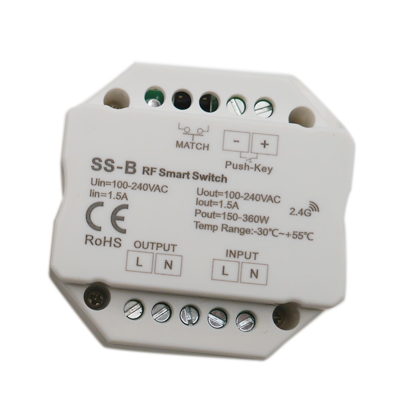 AC100-240V S1-B SS-B RF Smart Switch Output 100-240VAC 1.5A 360W RF smart switch with relay output led controller