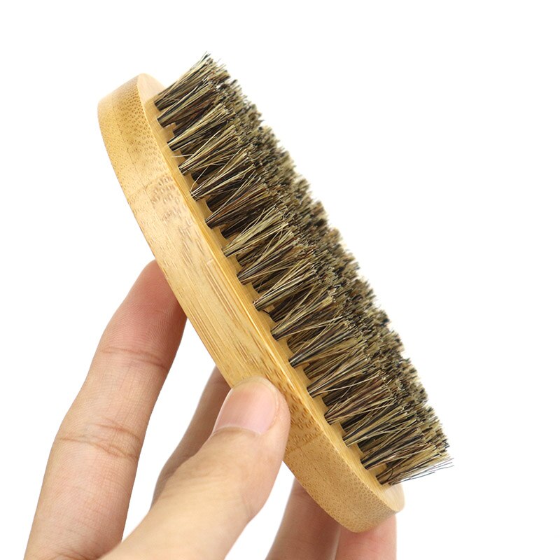 Natural Boar Bristle Beard Brush For Men Mustache With Bamboo Handle Beard Shaping Tool