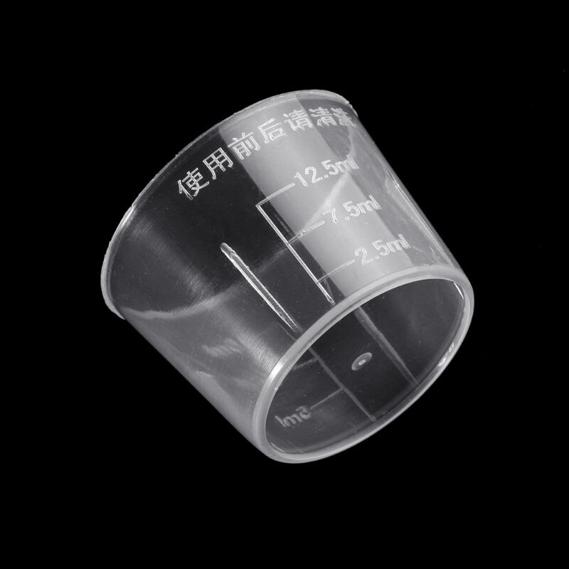 Taza medidora de plástico transparente, vaso de medida graduada, vasos de medicina medidora para laboratorio, 15ml, 10 Uds.