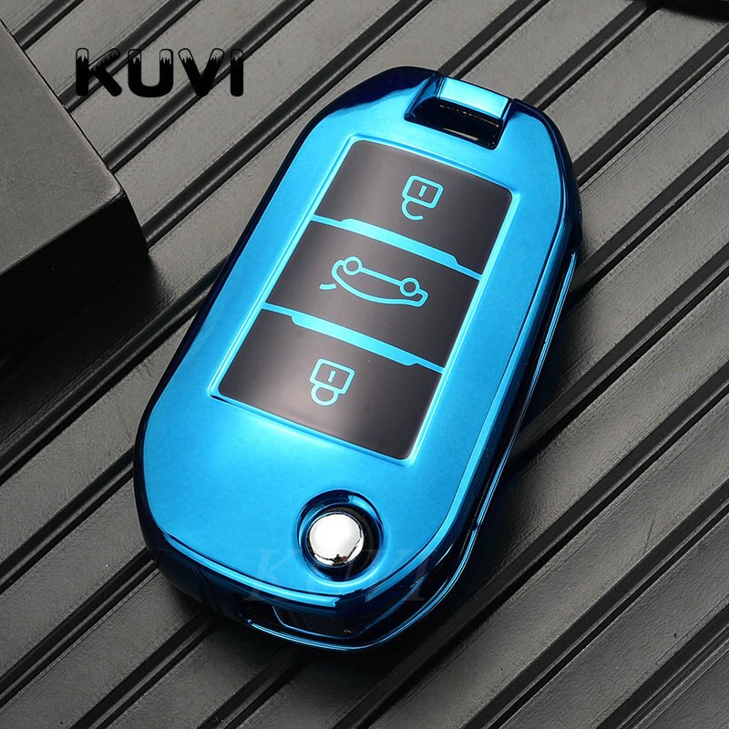 Porte-clés de voiture pliable en TPU, étui à couverture complète pour Peugeot 3008 208 308 508 408 307 4008 et citroën C4 C4L CACTUS C3 C6 C8