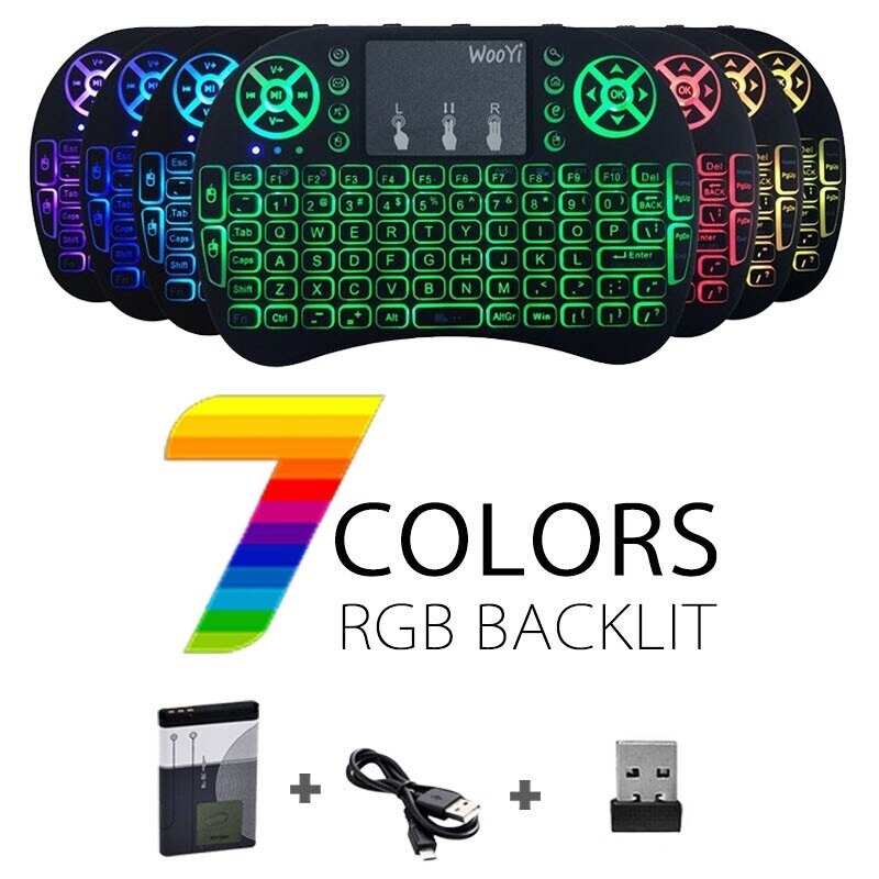 Miniteclado inalámbrico retroiluminado i8 + panel táctil, mando a distancia, TV, ordenador, Bluetooth, Papan Kekunci: Oro