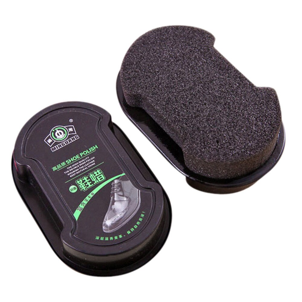 1 stücke Multifunktionale Doppel-Konfrontiert Schuhcreme Farblos Licht Schuhe Reiben Leder Pflege Öl Schwamm Schuh Wachs Schwarz Schuhe pinsel: Ursprünglich Titel