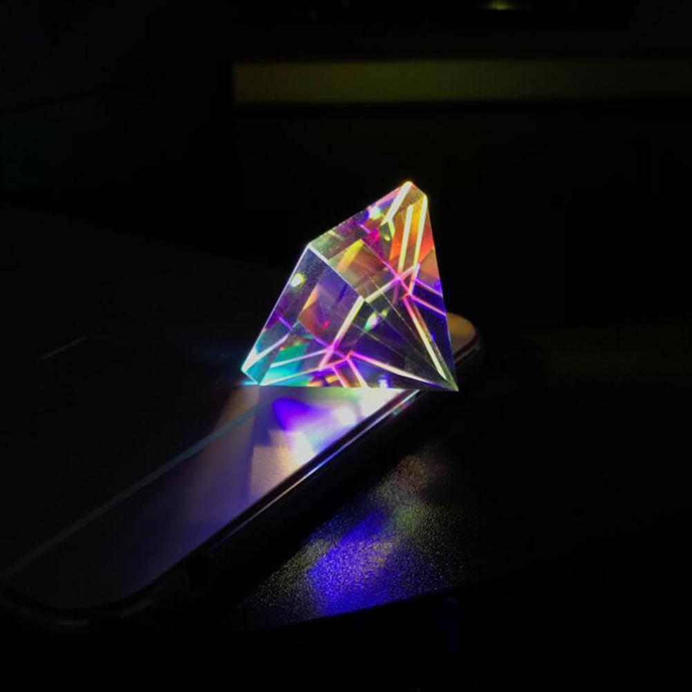 Nueva Pirámide Prisma de cristal prisma lente óptica Prisma de dispersión ornamento Multicolor de escritorio #30