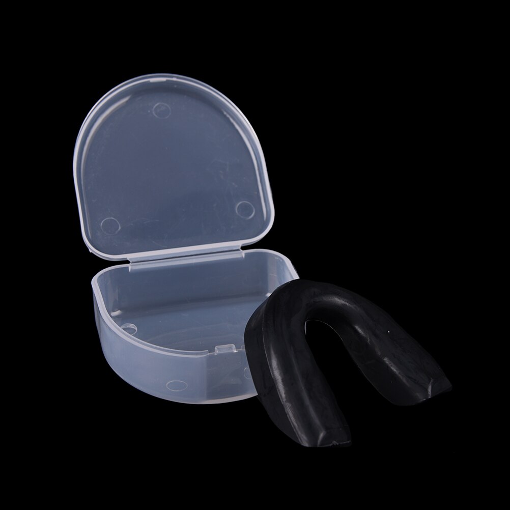 Protector de dientes deportivo para adultos, Protector dental para baloncesto, Rugby, boxeo, Karate, con caja de plástico: Black