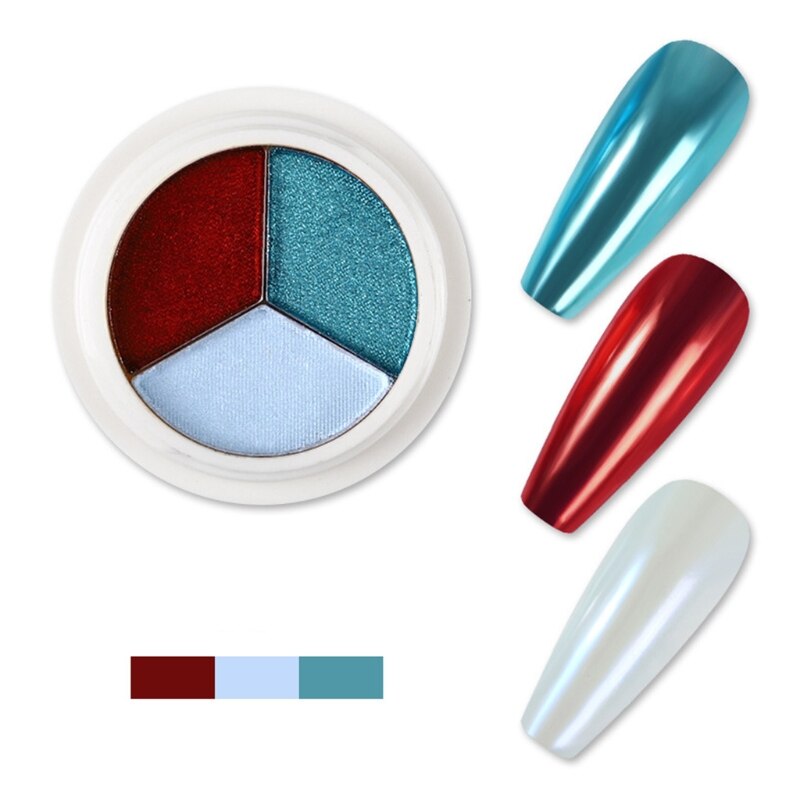 Polvo de espejo mágico de tres colores para manicura, polvo japonés Super brillante Aurora Powd: 6